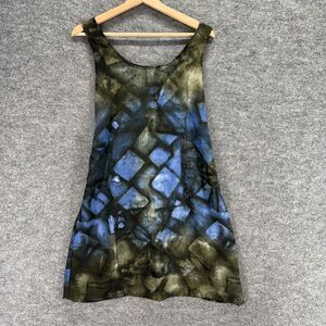 Awesome Dress Women M Medium Gray Geometric Shift Midi Sleeveless Round Neck